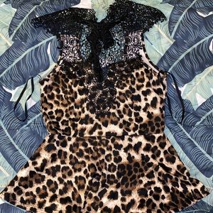 Cheetah print, lace, peplum top